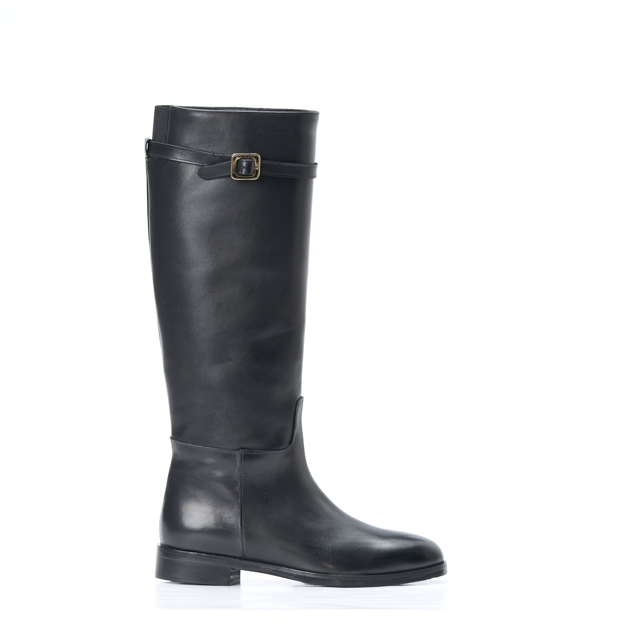 Stivale a tubo in vitello con cinturino e elastico posteriore - Modello 4714