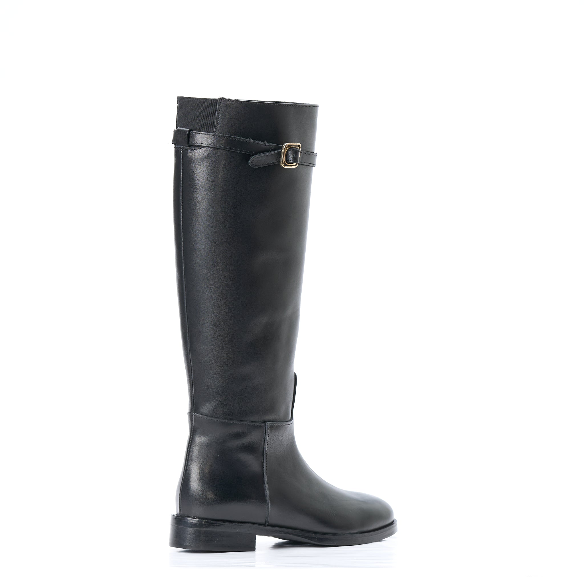 Stivale a tubo in vitello con cinturino e elastico posteriore - Modello 4714