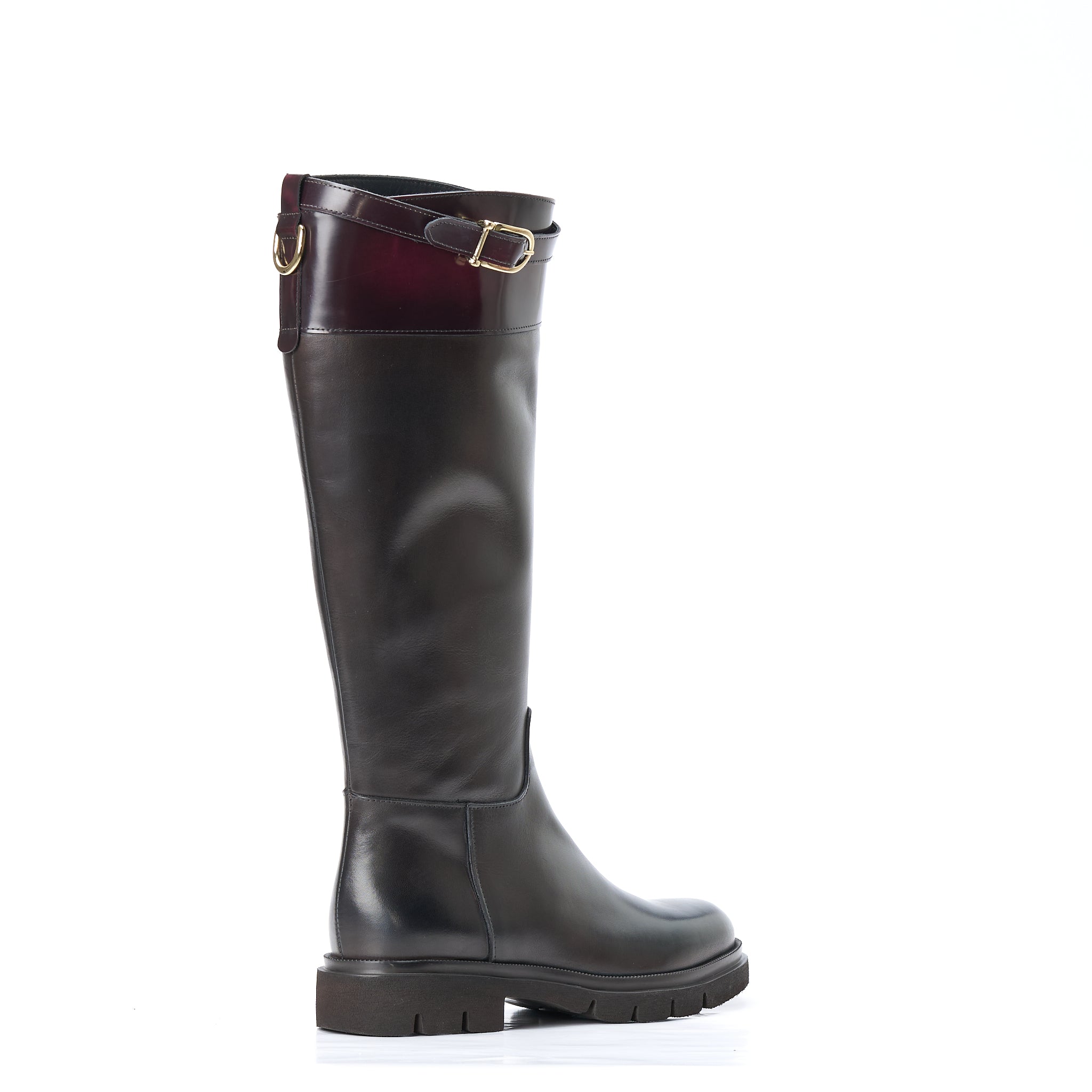 Stivale in vitello con cinturino e balza in vitello abrasivato - Modello 7691